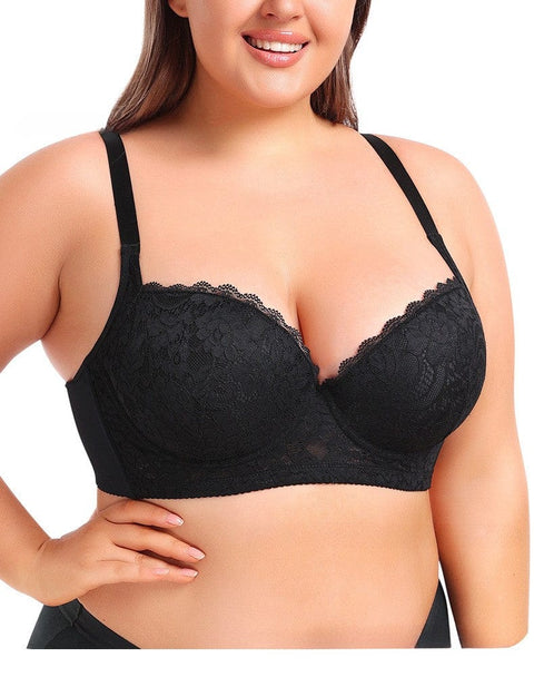 Curvypower | Australia Bras Black / 34B Plus Size Underwired Lace Adjustable Support Bra