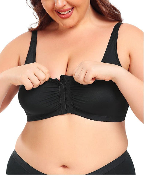 Curvypower | Australia Bras Black / S Front Fastening Wireless Plus Size Push Up Support Bra