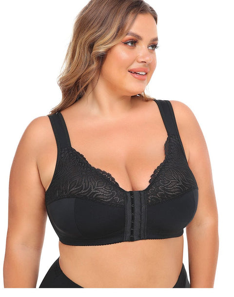 Curvypower | Australia Bras Black / S Plus Size Front Fastening Shaping Push Up Lace Bra
