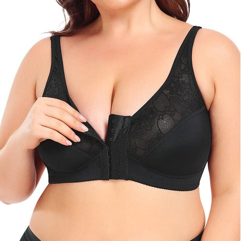 Curvypower | Australia Bras Black / S Plus Size Front Fastening Shaping Support Lace Bra
