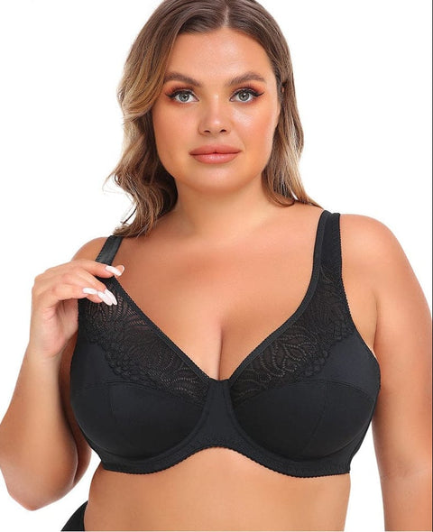 Curvypower | Australia Bras Black / S Plus Size Lace Wired Support Push-Up Bra