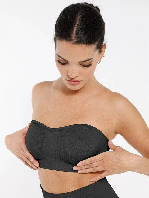 Curvypower | Australia Bras Black / S Seamless Bandeau Strapless Brassiere Non Wired push up Bra with Removable Pads