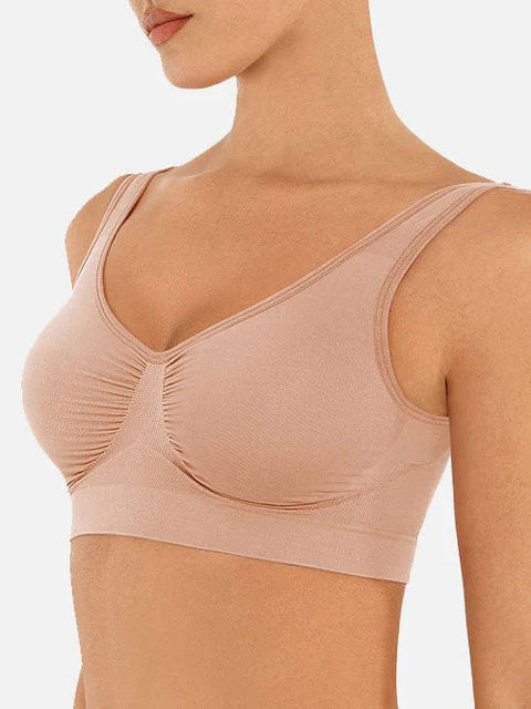 Curvypower | Australia Bras Dark Beige / S Women's Comfortable Non Wired Sleep Lounge Bra With Wide Straps