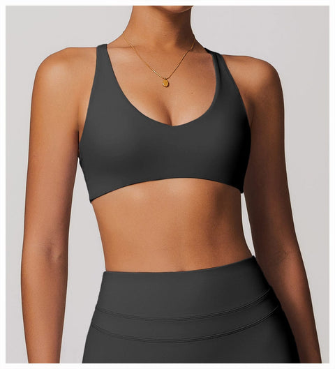 Curvypower | Australia Bras Dark Grey / S Women Support Sports Yoga Bra with Adjustable Cross Shoulder Straps