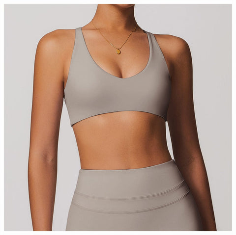 Curvypower | Australia Bras Grey / S Women Support Sports Yoga Bra with Adjustable Cross Shoulder Straps
