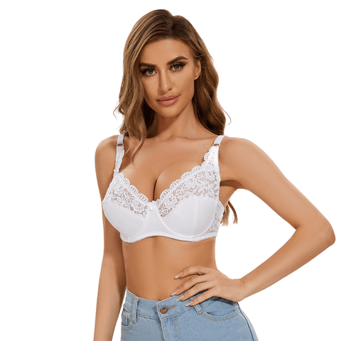 Curvypower | Australia Bras Low Back Underwire Plus Size Adjustable Strap Lace Push Up Bra
