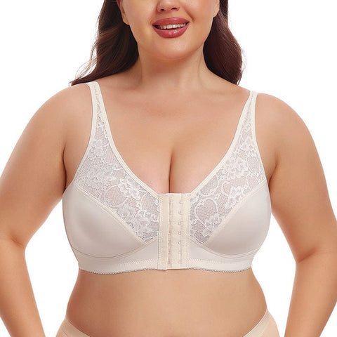 Curvypower | Australia Bras Off White / S Plus Size Front Fastening Shaping Support Lace Bra