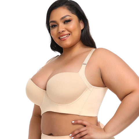 Curvypower | Australia Bras Plus Size Comfortable Longline Push Up Bra with Adjustable Straps