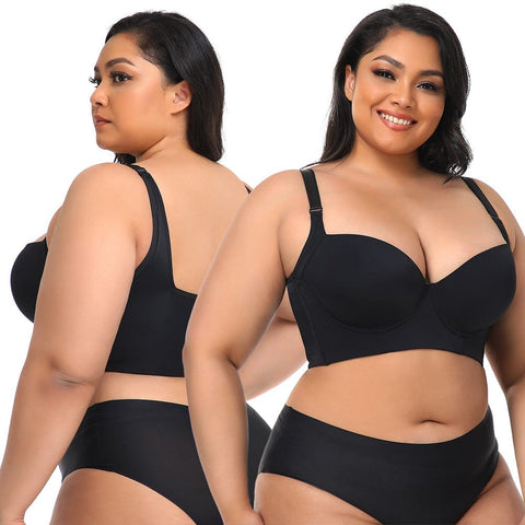 Curvypower | Australia Bras Plus Size Comfortable Longline Push Up Bra with Adjustable Straps