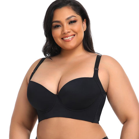 Curvypower | Australia Bras Plus Size Comfortable Longline Push Up Bra with Adjustable Straps