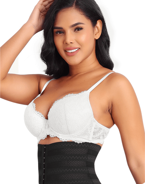 Curvypower | Australia Bras Plus Size Plunge Lace Push Up Bra with Adjustable Straps