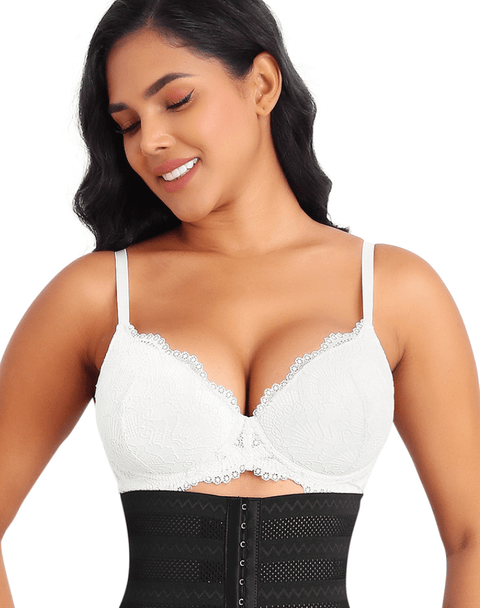 Curvypower | Australia Bras Plus Size Plunge Lace Push Up Bra with Adjustable Straps