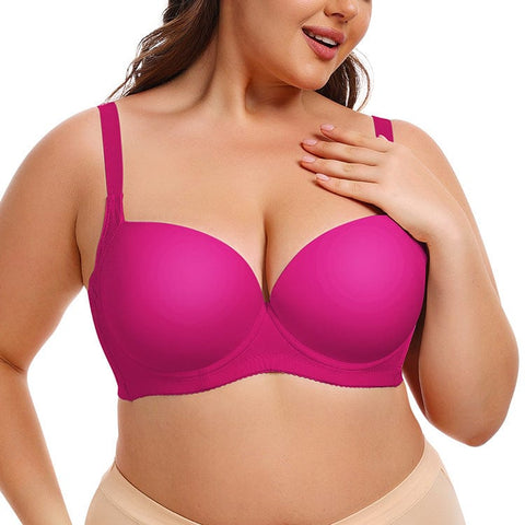 Curvypower | Australia Bras Rose / 34B Plus Size Underwire Support Push Up Bra With Adjustable Straps