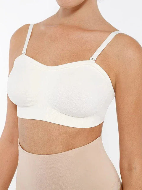 Curvypower | Australia Bras Seamless Bandeau Strapless Brassiere Non Wired push up Bra with Removable Pads