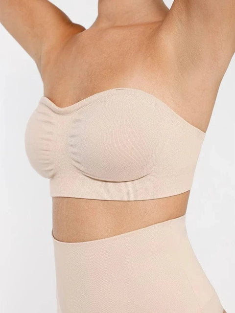Curvypower | Australia Bras Seamless Bandeau Strapless Brassiere Non Wired push up Bra with Removable Pads