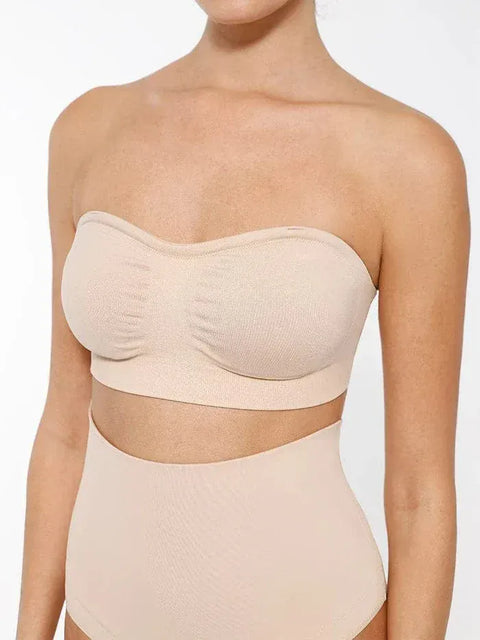 Curvypower | Australia Bras Seamless Bandeau Strapless Brassiere Non Wired push up Bra with Removable Pads
