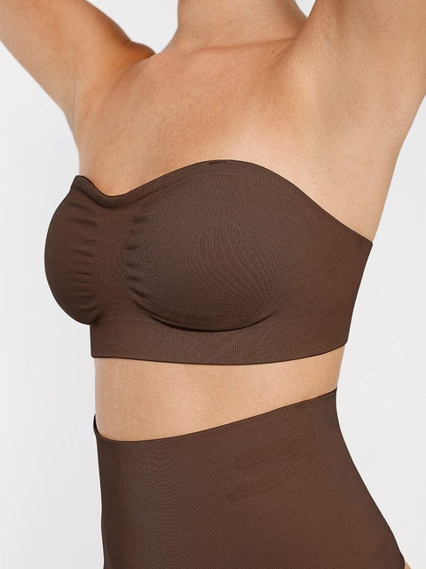 Curvypower | Australia Bras Seamless Bandeau Strapless Brassiere Non Wired push up Bra with Removable Pads