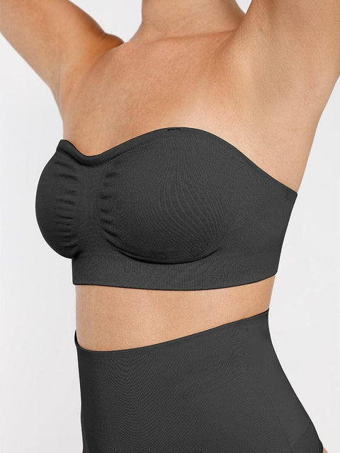 Curvypower | Australia Bras Seamless Bandeau Strapless Brassiere Non Wired push up Bra with Removable Pads