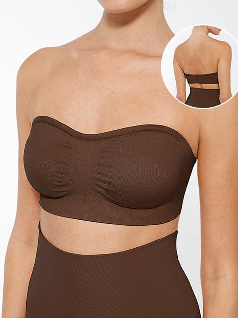 Curvypower | Australia Bras Seamless Bandeau Strapless Brassiere Non Wired push up Bra with Removable Pads