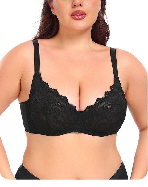 Curvypower | Australia Bras Ultra Thin Lace Push Up Bra with Ring Steel