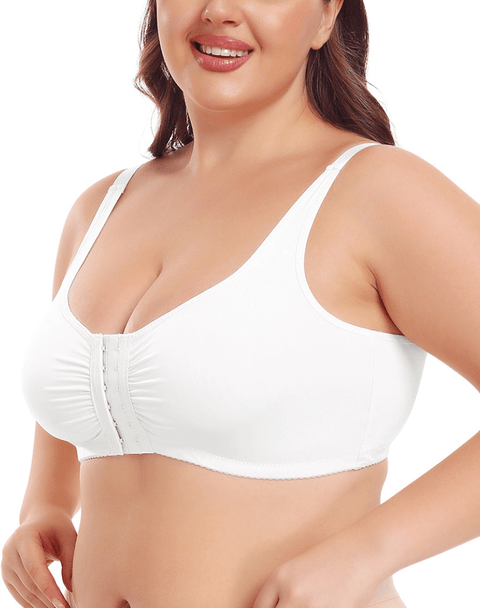 Curvypower | Australia Bras White / S Front Fastening Wireless Plus Size Push Up Support Bra