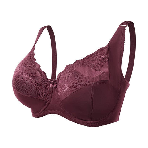 Curvypower | Australia Bras Wine Red / 42/95FG Plus Size Underwire Push Up Lace Bra