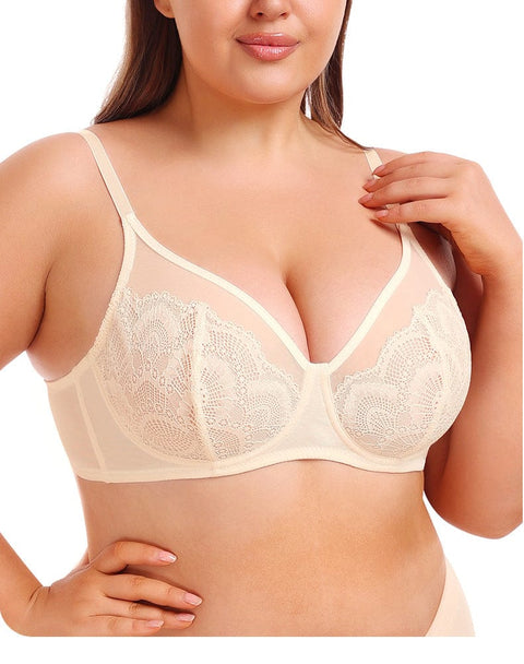 Curvypower | Australia Bras Women Plus Size Lace Bra with Underwired Chest Support