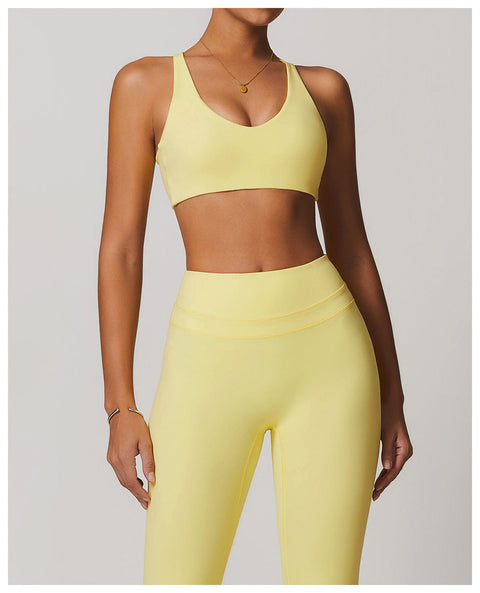 Curvypower | Australia Bras Yellow / S Women Support Sports Yoga Bra with Adjustable Cross Shoulder Straps