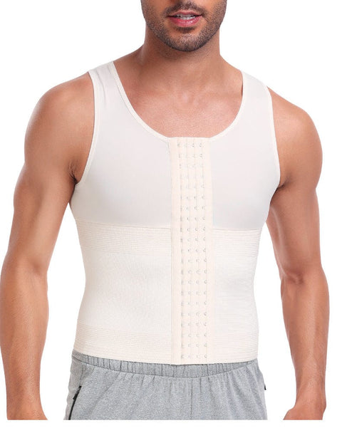 Curvypower | Australia Compression Shirt Men Tummy Control Compression Shirt Tank Top with Hook and Eye Closure