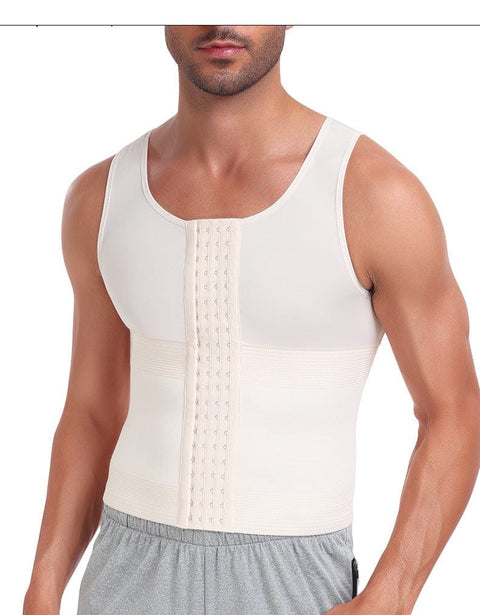 Curvypower | Australia Compression Shirt Men Tummy Control Compression Shirt Tank Top with Hook and Eye Closure