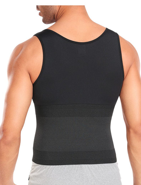 Curvypower | Australia Compression Shirt Men Tummy Control Compression Shirt Tank Top with Hook and Eye Closure