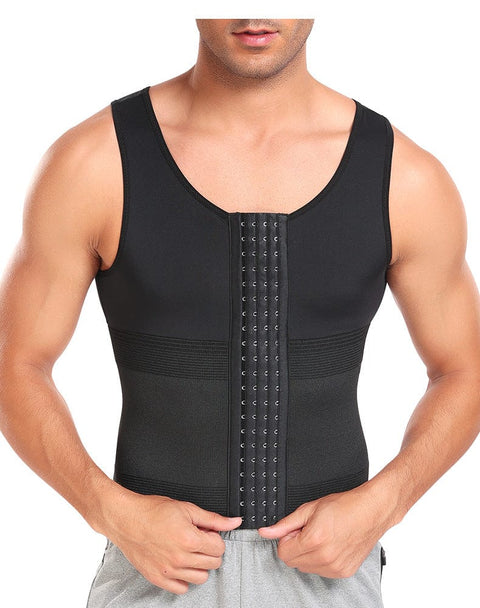 Curvypower | Australia Compression Shirt Men Tummy Control Compression Shirt Tank Top with Hook and Eye Closure