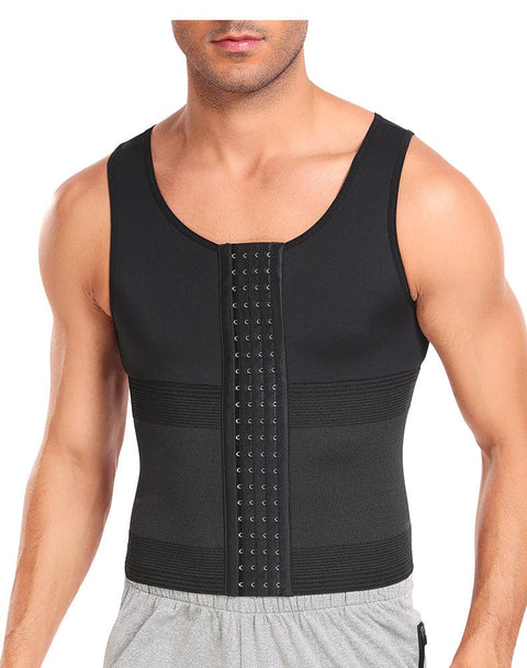 Curvypower | Australia Compression Shirt Men Tummy Control Compression Shirt Tank Top with Hook and Eye Closure