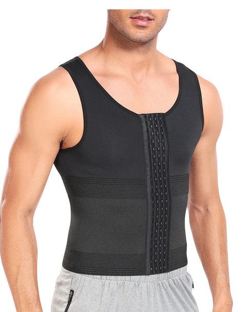 Curvypower | Australia Compression Shirt Men Tummy Control Compression Shirt Tank Top with Hook and Eye Closure