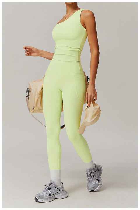 Curvypower | Australia Crop Top One Shoulder Workout Shaping Crop Top with Removable Chest Pads