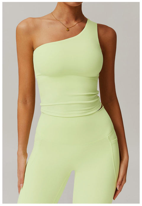 Curvypower | Australia Crop Top One Shoulder Workout Shaping Crop Top with Removable Chest Pads