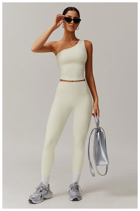 Curvypower | Australia Crop Top One Shoulder Workout Shaping Crop Top with Removable Chest Pads