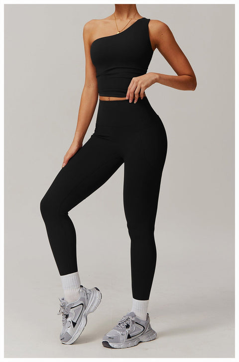 Curvypower | Australia Crop Top One Shoulder Workout Shaping Crop Top with Removable Chest Pads
