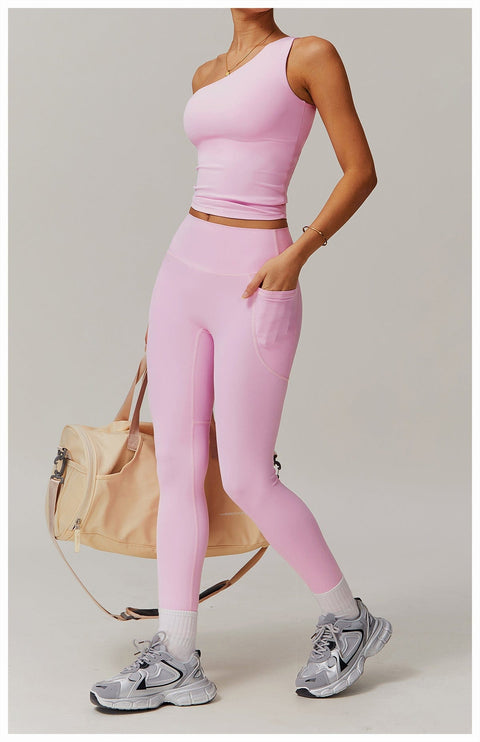 Curvypower | Australia Crop Top One Shoulder Workout Shaping Crop Top with Removable Chest Pads
