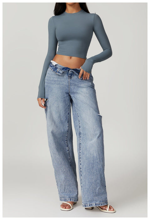 Curvypower | Australia Crop Top Women Seamless Long Sleeve Yoga Shaping Crop Top