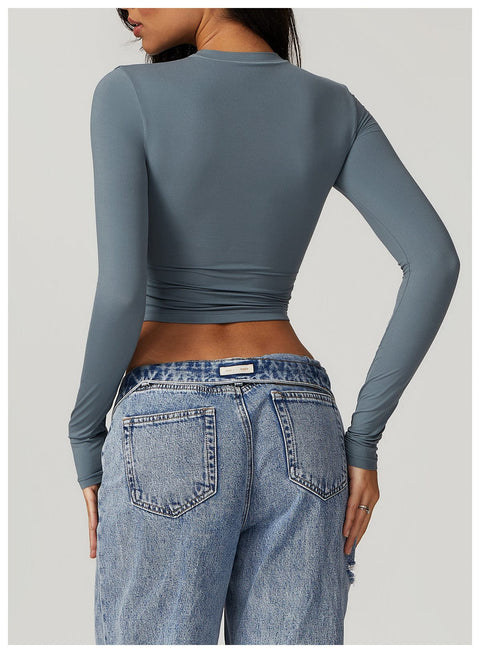 Curvypower | Australia Crop Top Women Seamless Long Sleeve Yoga Shaping Crop Top