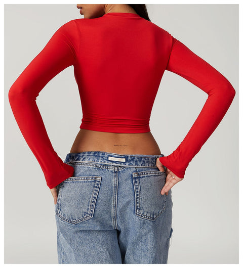 Curvypower | Australia Crop Top Women Seamless Long Sleeve Yoga Shaping Crop Top