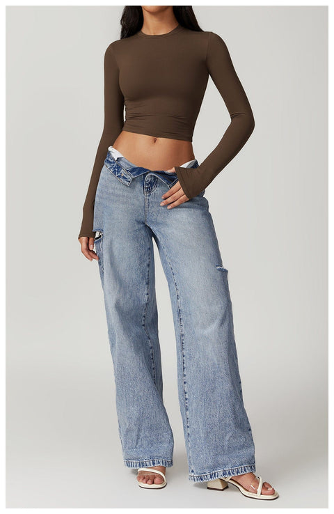 Curvypower | Australia Crop Top Women Seamless Long Sleeve Yoga Shaping Crop Top
