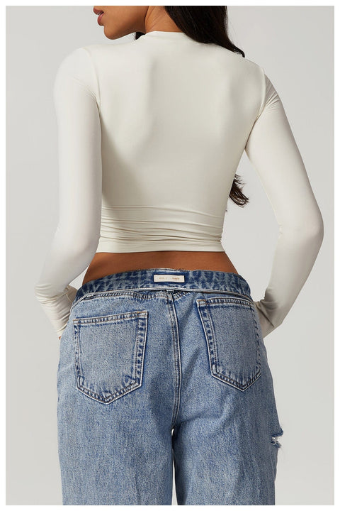 Curvypower | Australia Crop Top Women Seamless Long Sleeve Yoga Shaping Crop Top