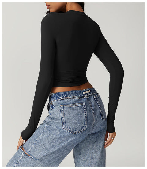 Curvypower | Australia Crop Top Women Seamless Long Sleeve Yoga Shaping Crop Top