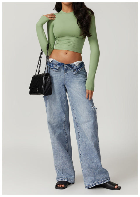 Curvypower | Australia Crop Top Women Seamless Long Sleeve Yoga Shaping Crop Top