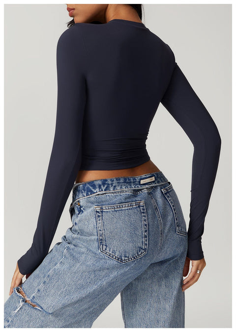 Curvypower | Australia Crop Top Women Seamless Long Sleeve Yoga Shaping Crop Top