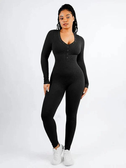 CurvyPower | Australia Jumpsuit Black / XS/S Full Body Bodysuit Deep V High Elastic Shaping Jumpsuit