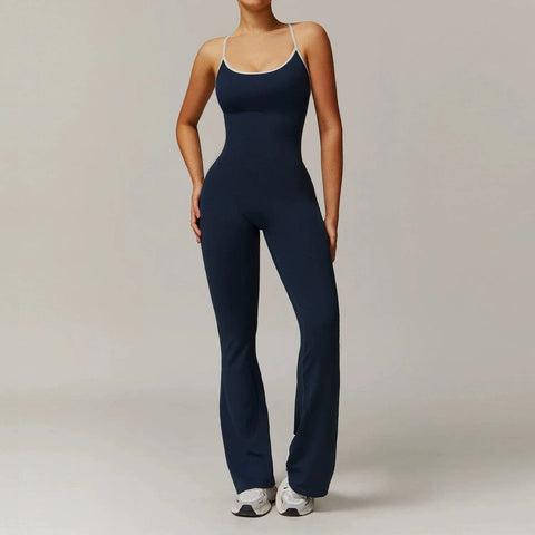 Curvypower | Australia Jumpsuit Blue / S Women Tummy Control Flared Cross-Back Shaping Jumpsuit
