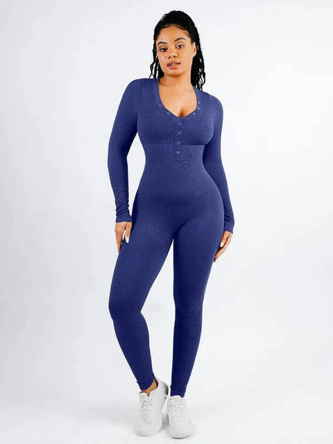 CurvyPower | Australia Jumpsuit Dark Blue / XS/S Full Body Bodysuit Deep V High Elastic Shaping Jumpsuit